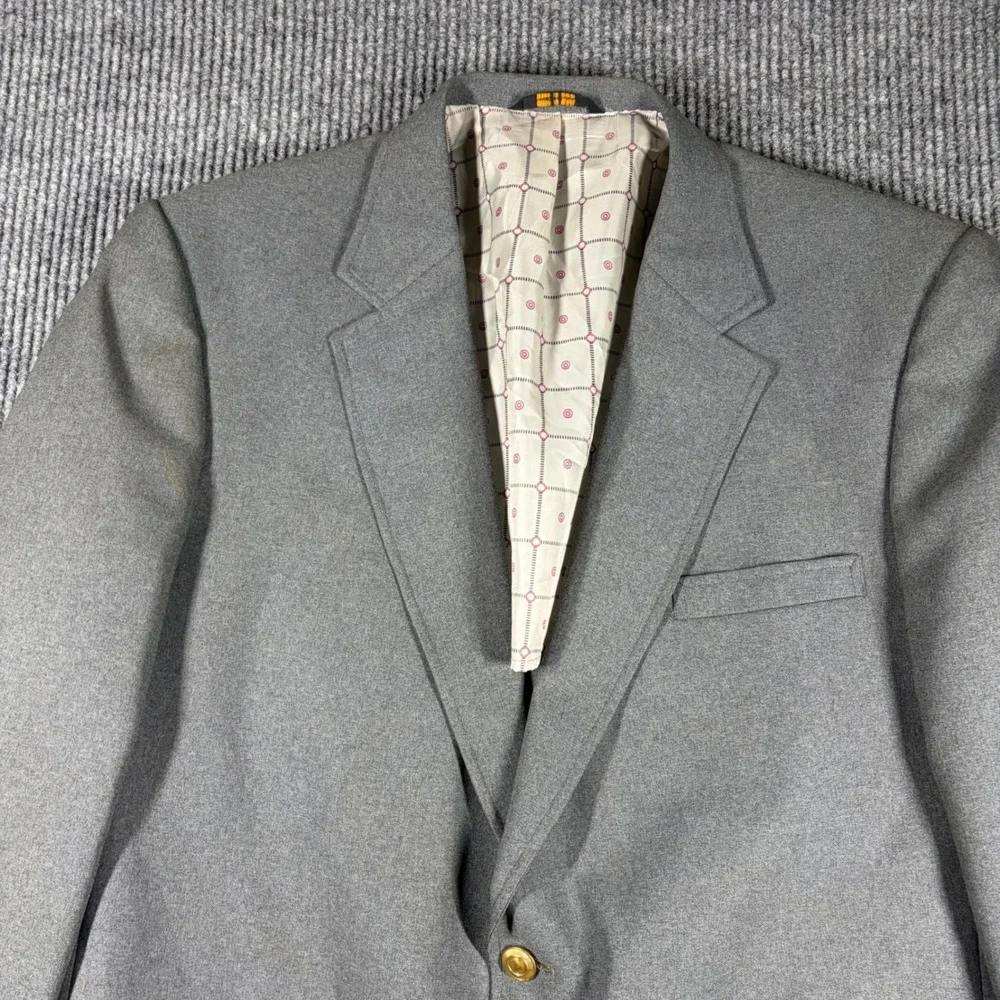Vintage Perma-Prest Blazer Mens 48B Classic Collection Gray Jacket Made in USA